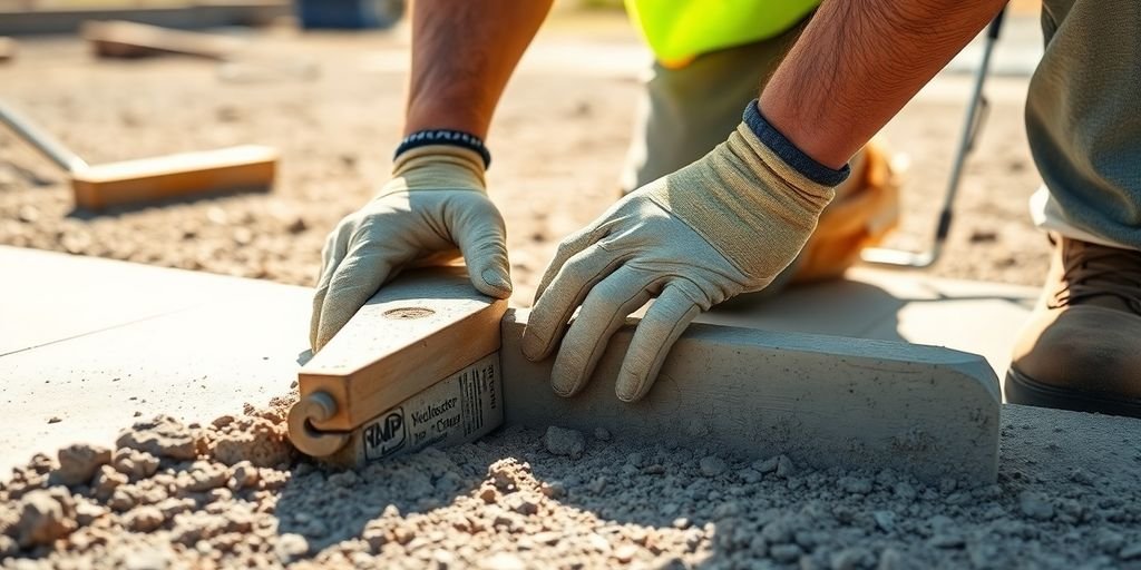 Concrete contractor at work on a construction site.