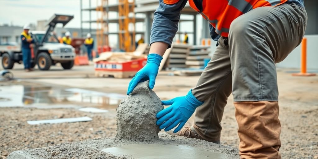 Contractor pouring concrete at a commercial site in Fort Worth